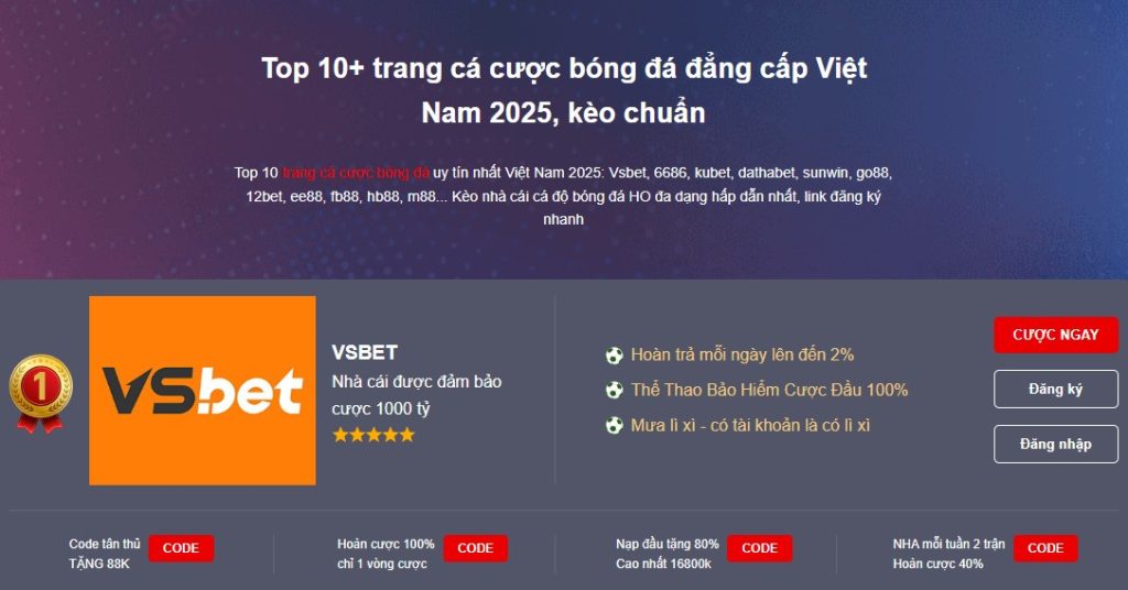 Vsbet được cộng đồng đánh giá là nhà cái có nhiều khuyến mãi hấp dẫn